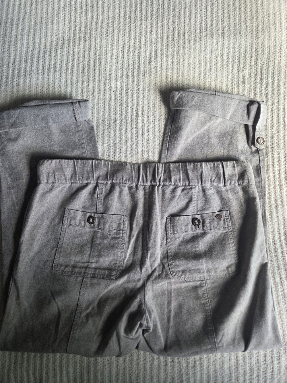 Point Zero Linen Blend Roll-Up Pants | Taupe | Size M - Picture 5 of 14